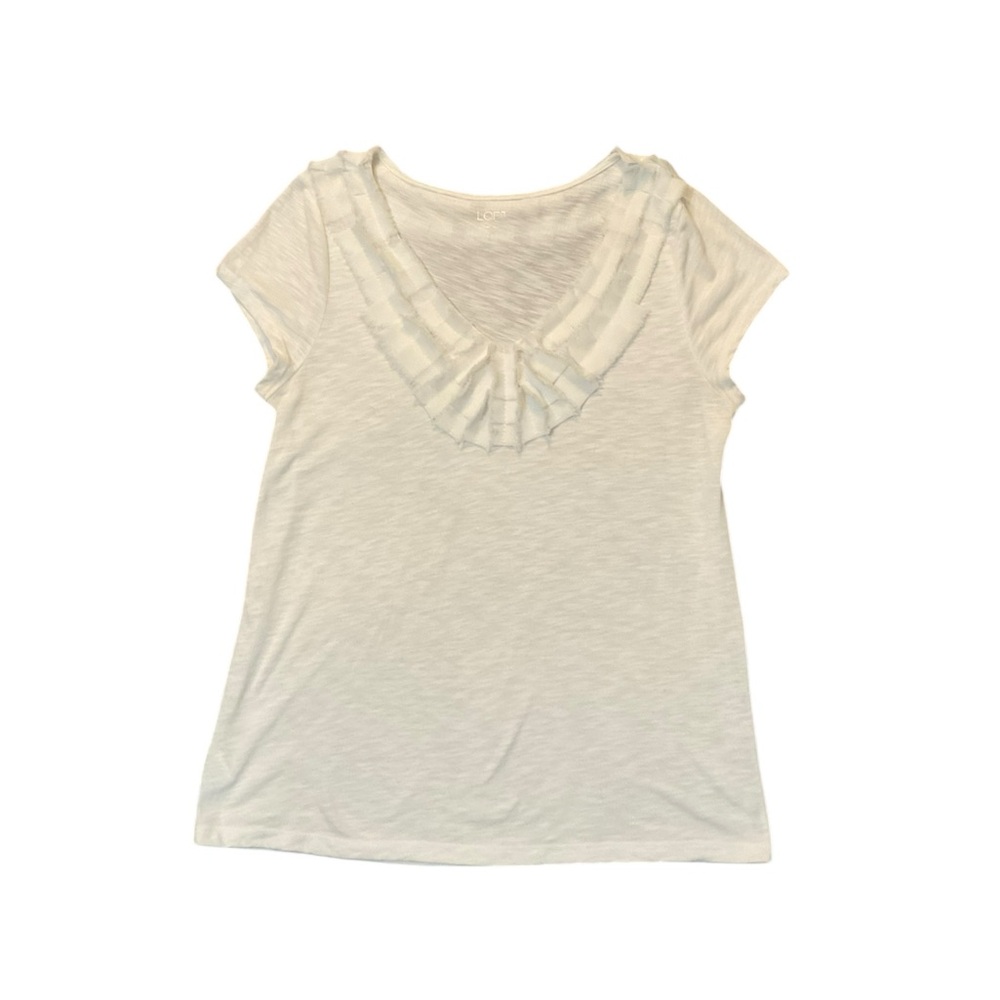 LOFT White Ruffle Detail Top